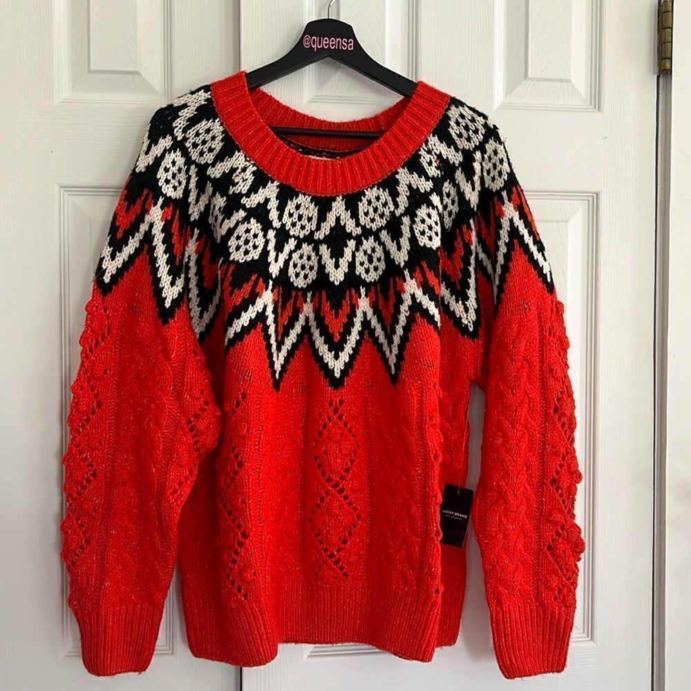 Lucky Brand Fair Isle Holiday Sweater Size Xl